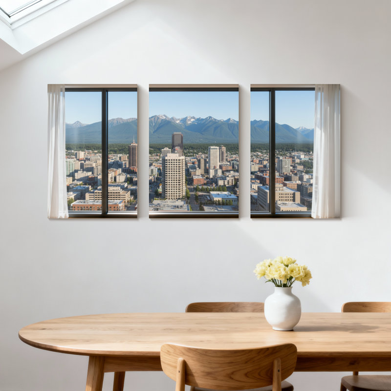 Ensemble de 3 impressions sur toile, paysages et paysages urbains, H 24 po x l 48 po
