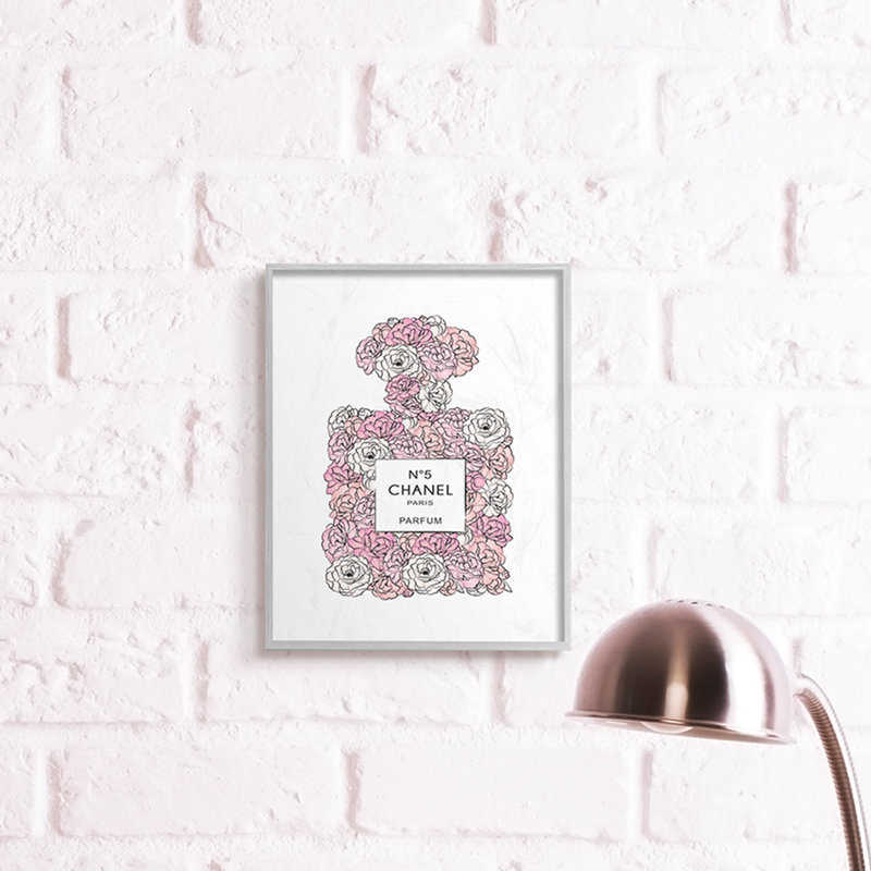 «Pink Rose Floral» par Martina Pavlova, impression de graphisme, H 14 po x l 11 po x P 1,5 po, Estampe numérique Farmhouse