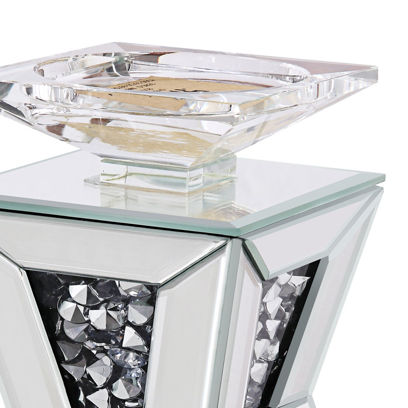Bougeoir de table en miroir, H 11,5 po x l 5,4 po x P 5,4 po