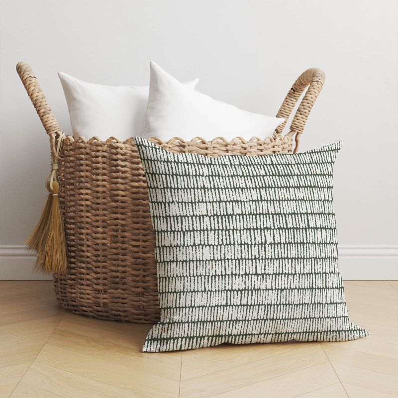 Coussin Ricky Row, H 16 po x l 16 po, Chimichurri / rayé vert
