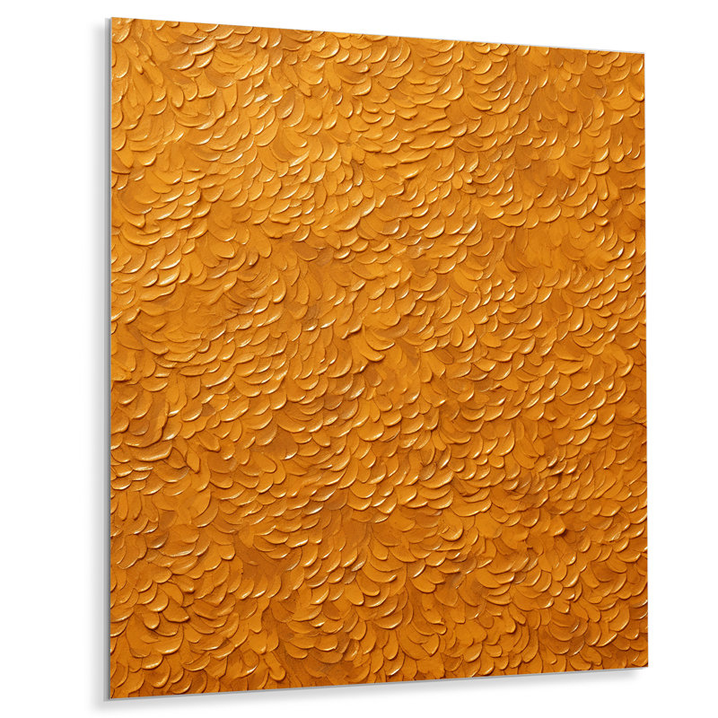 «Golden Abstract Dot Radiance I», art mural abstrait en métal, H 40 po x l 30 po x P 1,5 po
