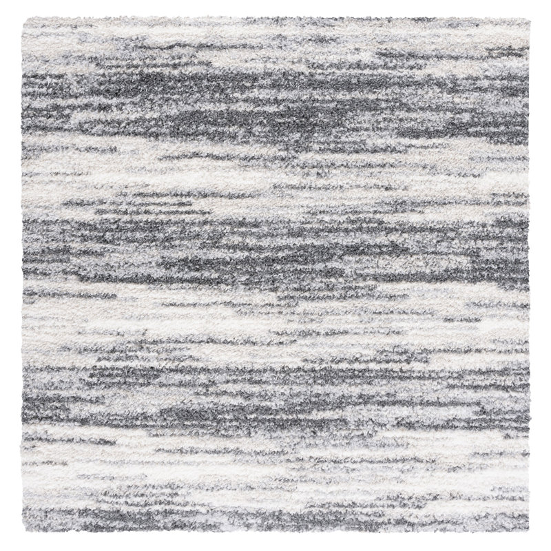Mena Abstract Gray/Ivory Area Rug, Square 6'7"