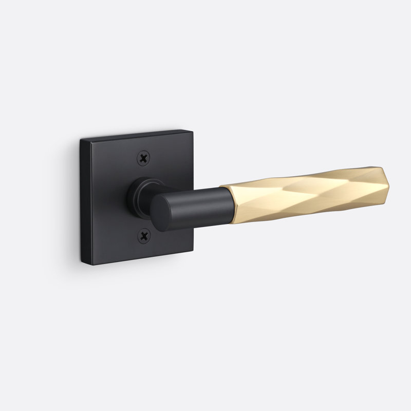 Aspra Square Dummy Rosette, Vertex Grip, Satin Brass/Satin Nickel, Single Dummy
