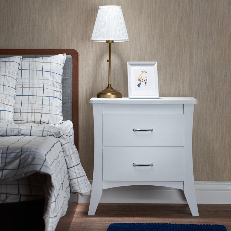 Chambre à coucher blanche 2 tables de chevet avec deux tiroirs au design élégant pour un confort douillet et fonctionnel