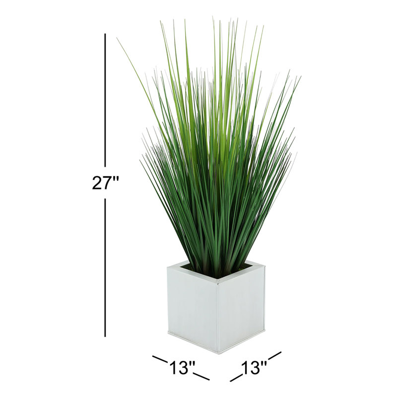 27'' Faux Reed Grass in Metal Pot, Cream