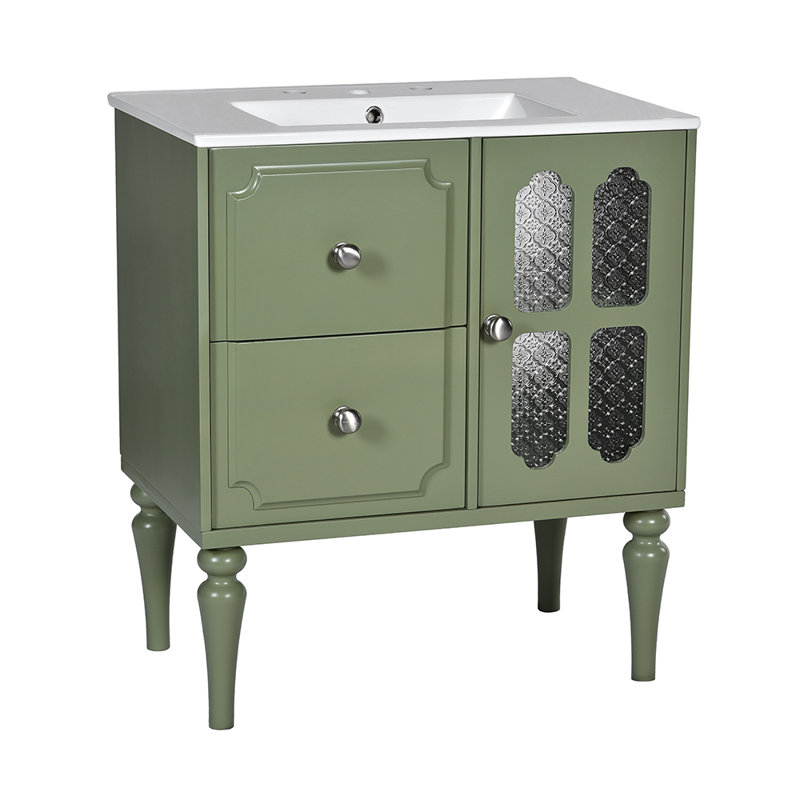 Ensemble de meuble-lavabo simple avec 2 tiroirs en résine