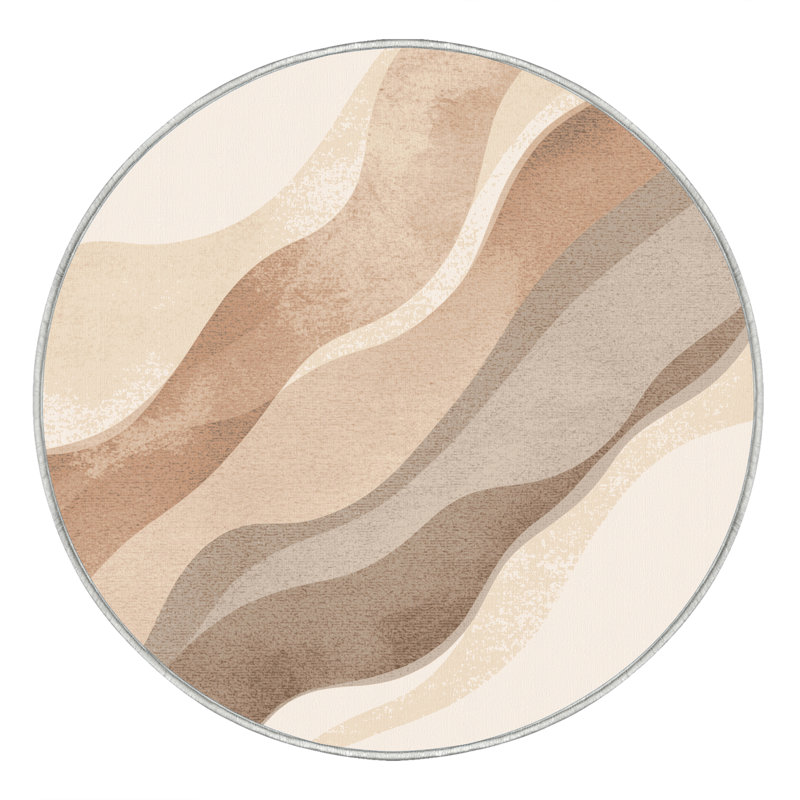 Tapis beige moelleux doux et moelleux Cropsey, Rond 8 pi