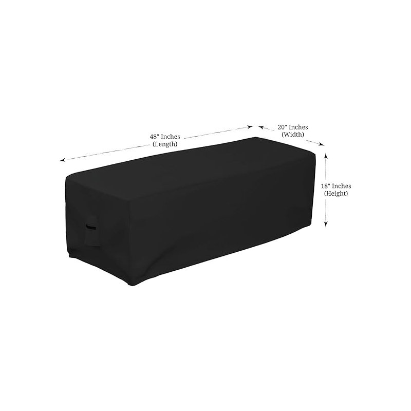 Outdoor Rectangular Fire Pit Cover, Rectangle Heavy Duty18 Oz Waterproof Uv & Weather Resistant, For Patio Lawn Garden Outside, Air Vents & Drawstrings (122 cm L X 51 cm W X 46 cm H, Black)