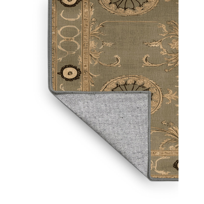 Tapis brun français lavable à la machine, Rectangle 5 pi x 8 pi