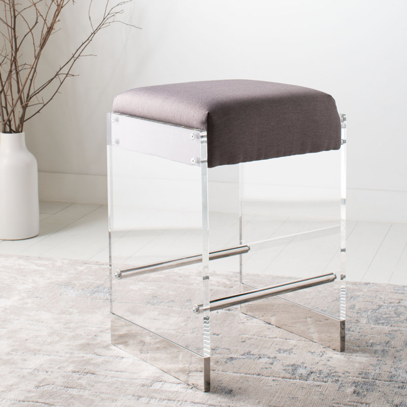 Gray Acrylic and Stainless Steel 26" Backless Counter Stool