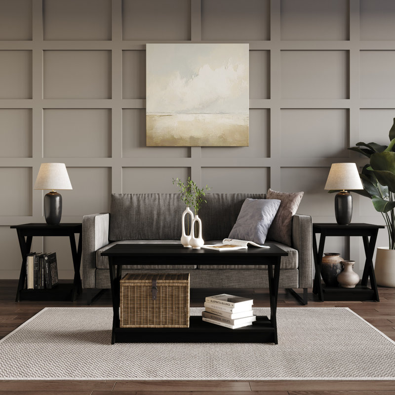 Emporia 3 Piece Coffee Table Set, Black