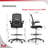 Drafting Chair For Standing Desk With Locking Casters, Tall Office Chair With Foot Ring, Adjustable Lumbar Support, 300 Lbs Capacity