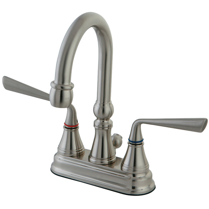 Robinet de salle de bain central à 4 poignées à fixation sur comptoir à 3 trous avec laiton escamotable Kingston