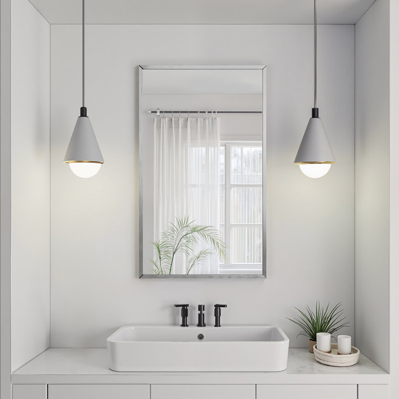 Miroir de salle de bain 51 po H 51 po x l 31 po, Argent argent, 51 po x 31 po