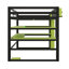 Lit mezzanine double en bois avec bureau intégré, support de rangement latéral, plusieurs tablettes et système d'éclairage RVB-1933852102