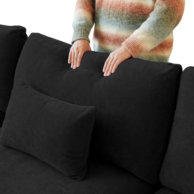 Canapé modulaire Elowen, Black Linen/Chenille