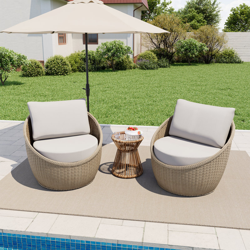 Chaises longues pour patio Leyton, Beige