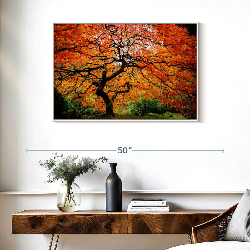 Automne érable japonais, Cadre flottant blanc, 37 po x 25 po