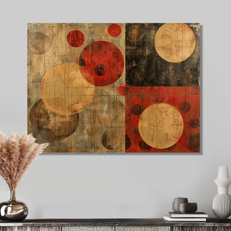 Rétro modernisme circulaire - art mural géométrique, Métal métal, H 30 po x l 40 po