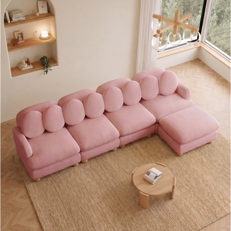 Grand sofa modulaire en coin, Pink Chenille