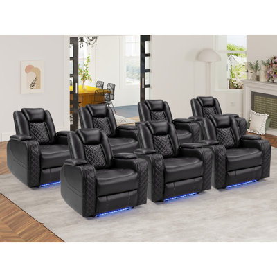 36.2" Wide Modern Multifunctional Dual-Motor Power Recliner Home Theatre Seating With Padded Arm  Storage (Set of 7)