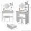 Round Mirror LED Vanity Table with Cushioned Stool and Power Station-113847150