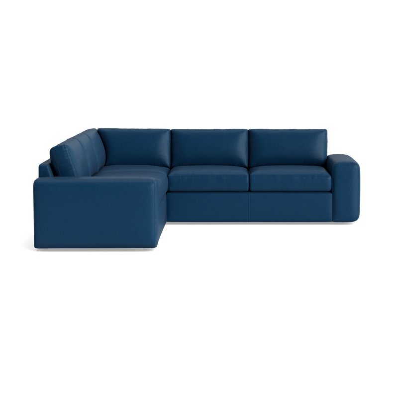 The OG Leather Sectional, Bison Deep Blue Top Grain Leather, Left Hand Facing