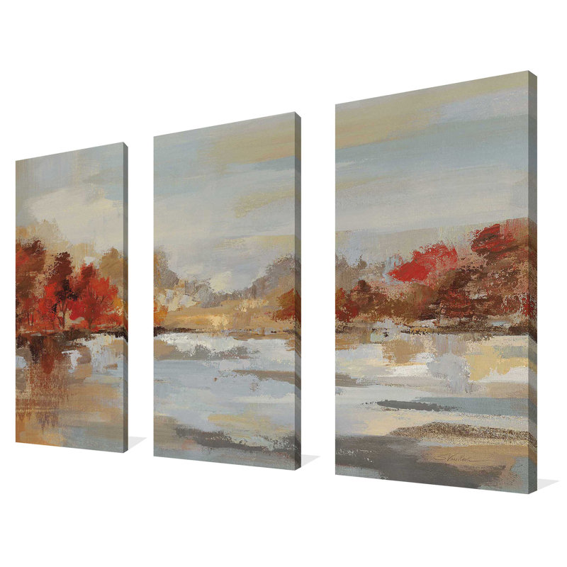 Late Fall Reminiscense - Ensemble de 3 peintures sur toile tendue, H 32 po x l 48 po x P 0,75 po