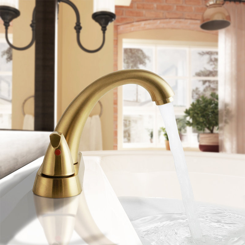 Robinet pour salle de bain à 2 poignées avec ensemble de bonde centrales, Or brossé