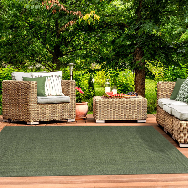 Latitude Run® Neufeld Hand-Braided Green Indoor/Outdoor Area Rug ...