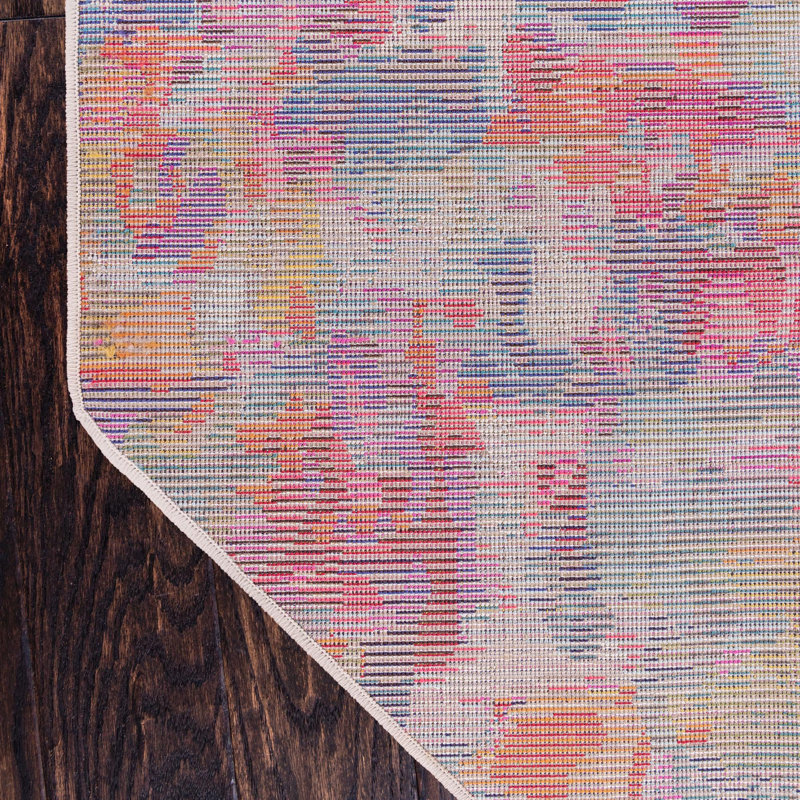 Cariel Washable Abstract Indoor Rug, Octagon 7'11" x 7'11"