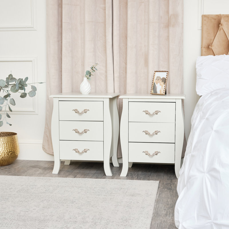 Ceno 48cm W Manufactured Wood Bedside Table, Cream