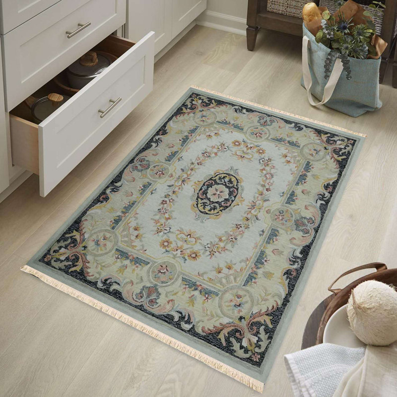 Tapis bleu clair Palace Bloom