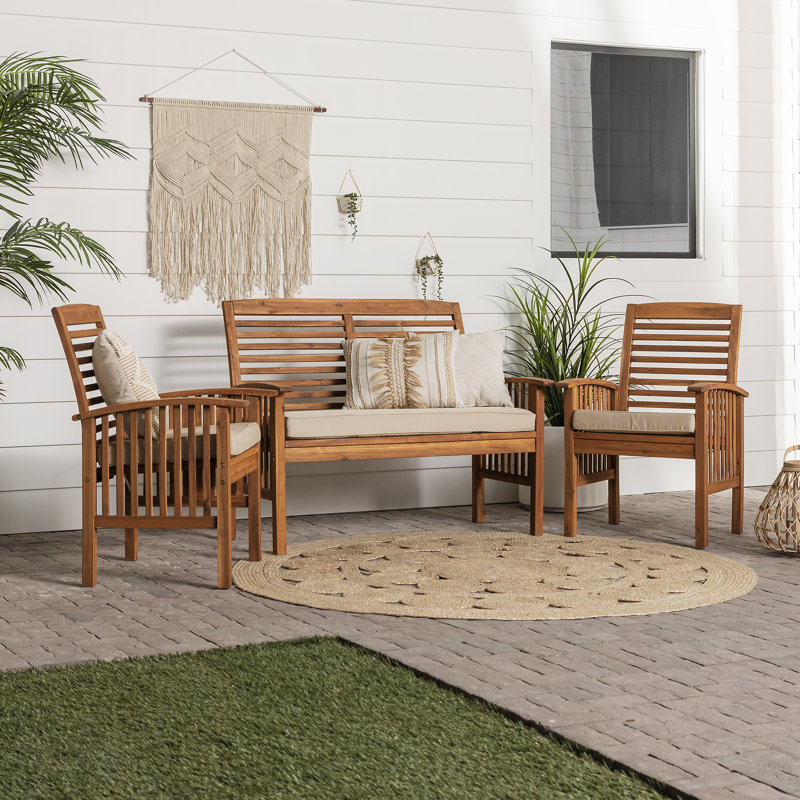 Acacia 4 - Person Patio Conversation Set with Cushions, Brown