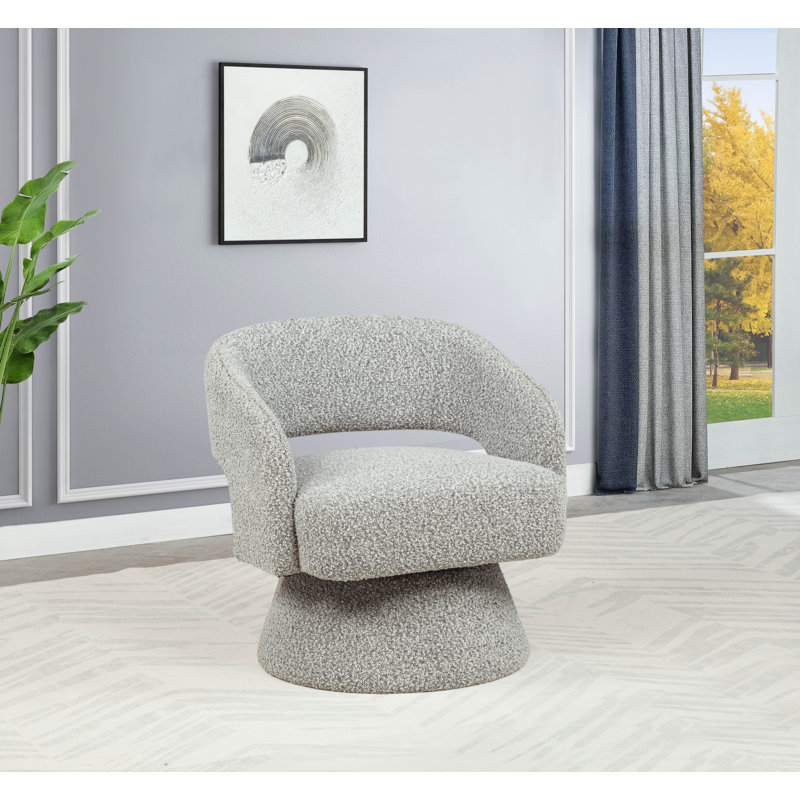 Fauteuil demi-tonneau rembourré pivotant, Ourson gris riche