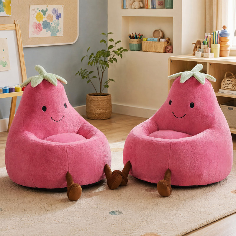 Fauteuil à billes avec aubergine Kannon, H 21,65 po x l 24,4 po x P 23,62 po, Rose