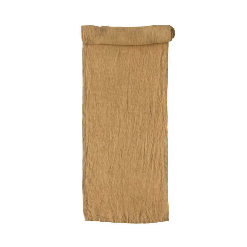 Vernon 108 Inches Stonewashed Linen Table Runner for Kitchen Decorations, Yellow
