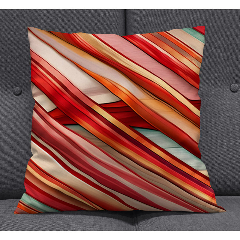 Throw Pillow With Insert, 16"H x 16"W, Blue/Red Abstract 13