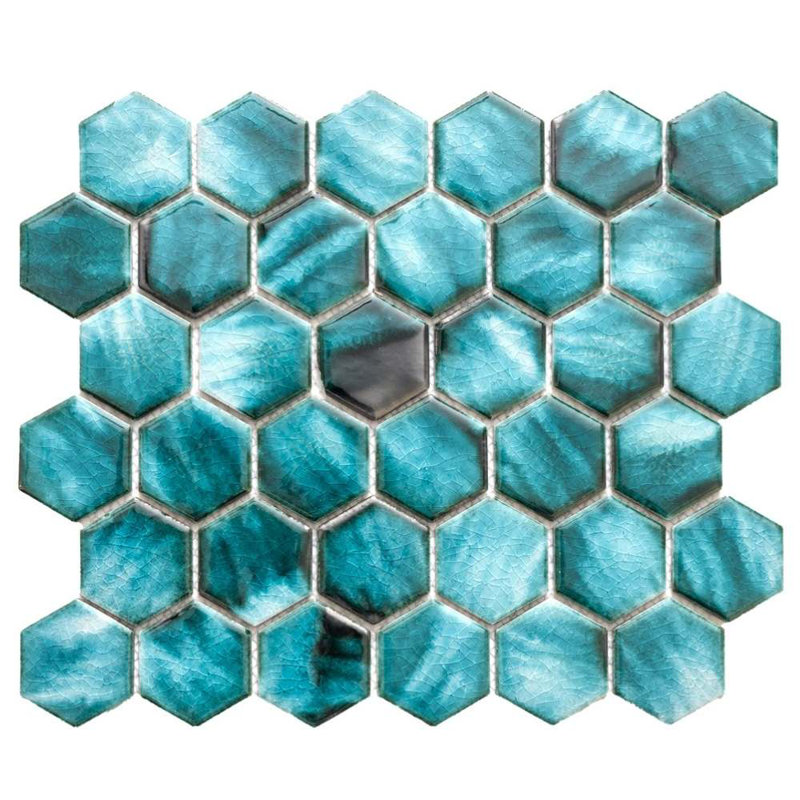 Agate 2" x 2" Glossy Porcelain Mosaic Wall Tile, Azules