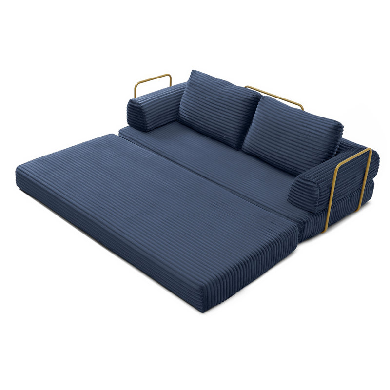 Canapé-lit convertible, canapé-lit pliant en velours côtelé, matelas de lit futon avec oreillers, canapé désossé pour le salon et la chambre à coucher