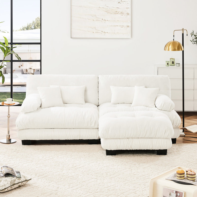 Canapé modulaire Cloud pour la maison - Chenille 2 places, coussins lombaires et jetables, convertible, salon doux avec accoudoirs larges, élégant et confortable