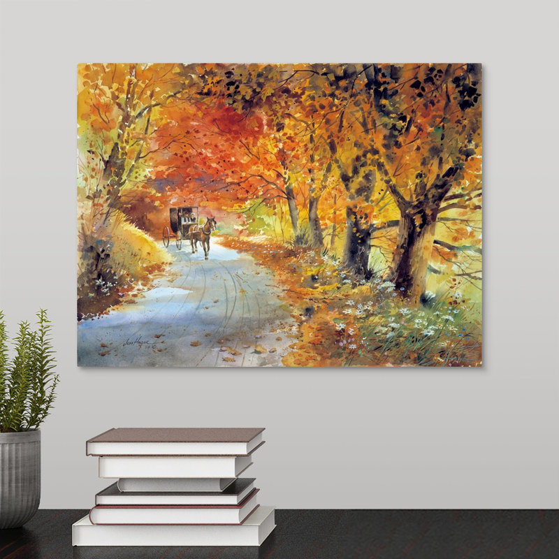 « amish automne » par jess hager, peinture sur toile, H 12 po x l 16 po x P 1,25 po, Toile tendue
