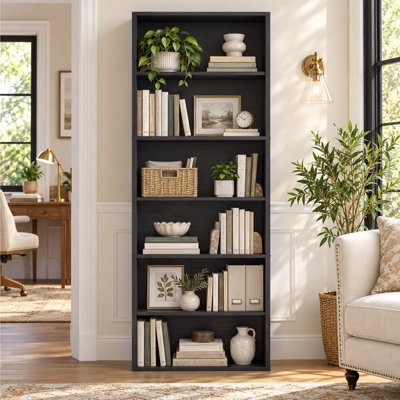 Modern Tall Freestanding Bookcase, 6-Tier Open Display Bookshelf, Wood Storage Shelf for Books & Decor, Living Room, Bedroom, Home Office