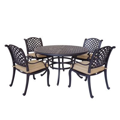 5-Piece Cast Aluminum Round Dining Set