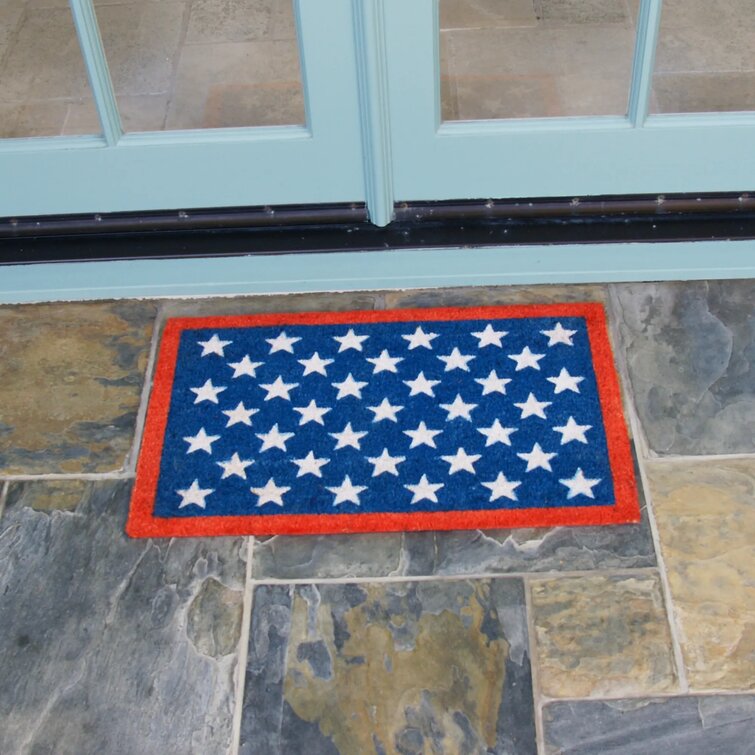 Coco Coir Door Mat, Flag Patriotic Outdoor Decor (17 x 30 In