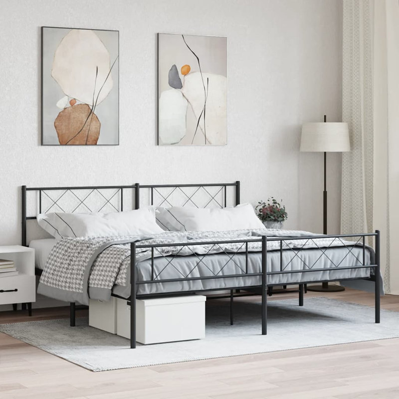 Nicodemo Metal Bed, Black, Super King (6')