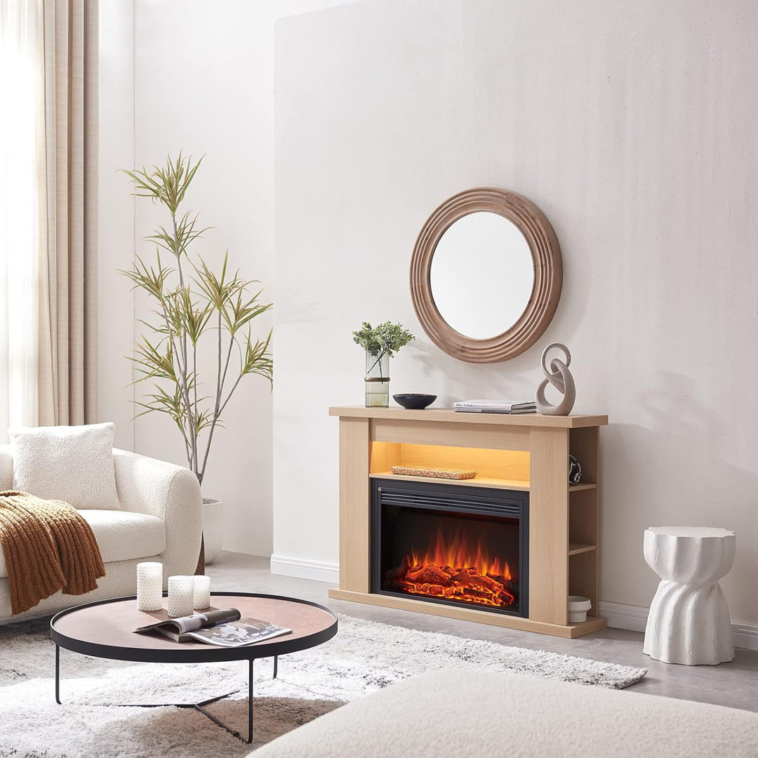 FLAMME Lipson Freestanding Fireplace, Shalving Units, Multiple Colours Available, Mood Lighting, Remote