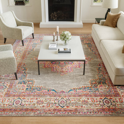 Abbate Oriental Gray/Pink Area Rug