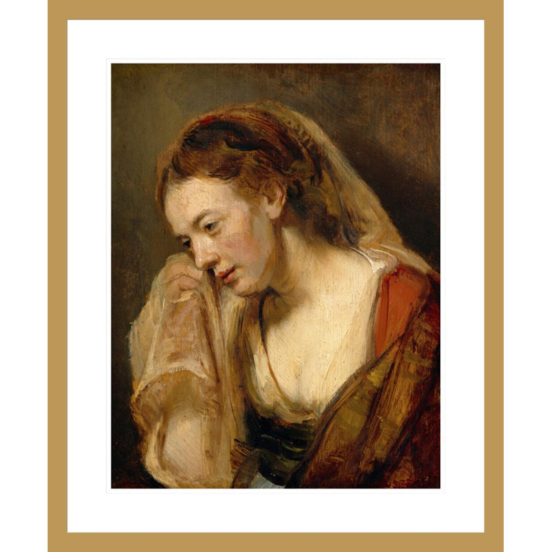 «A Weeping Woman» par Rembrandt van Rijn - Reproduction giclée encadrée, H 28,43 po x l 23,5 po