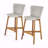 Set Of 2 Outdoor Patio Barstool, Teak Finished Wood With Light Grey PE Wicker-1706520495